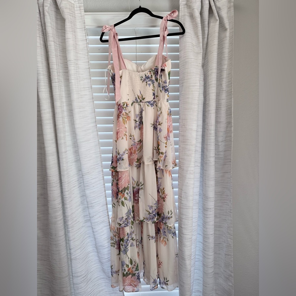 Blush Horizon Tiered Bustier Maxi Dress medium neutral floral - Picture 9 of 12
